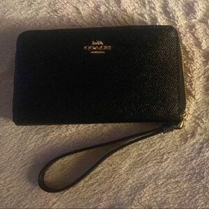 Coach Black Wrist Wallet with Gold Accents